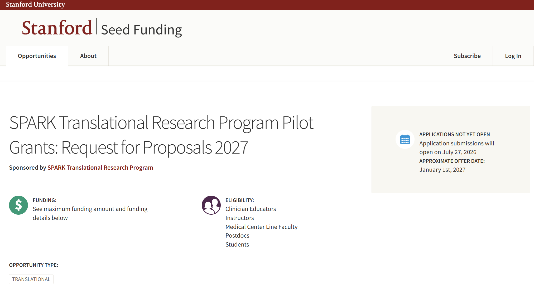2027 SPARK Pilot Grants